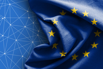 Flag of Europe on connections background