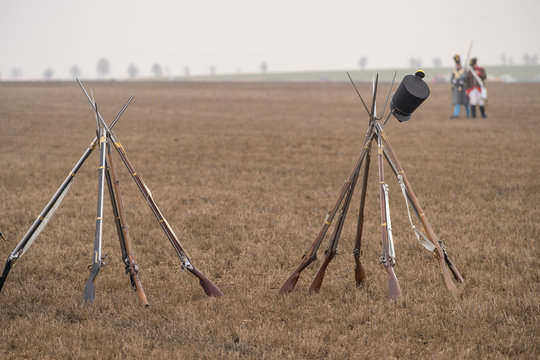 Reenactment of the Battle of the Three Emperors (Battle of Austerlitz) in 1805.