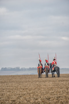 Horse mounted officers at the reenactment of the Battle of the Three Emperors (Battle of Austerlitz) in 1805.