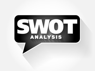 SWOT Analysis text message bubble, flat background concept