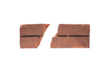Red clay brick  deduct on white background