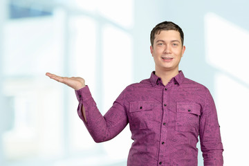 Businessman pointing copy space