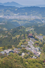 Fototapeta na wymiar Mount Yoshino and Yoshino town at Nara prefecture , is Japan's most famous cherry blossom spot
