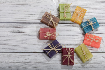 colorful soap in different colors