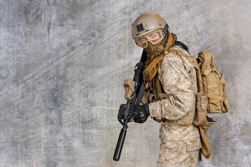 Modern soldier with rifle