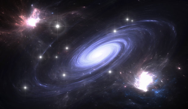 Space galaxy. Space background with blue galaxy and stars