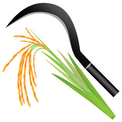 sickle and rice plant vector design