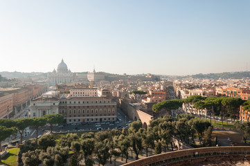 Fototapeta na wymiar Areal view of Vatican City with St. Peter's Basilica. Rome, Italy.