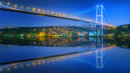 View of Bosphorus bridge at night Istanbul