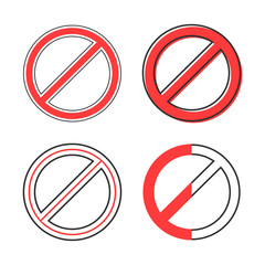 set of red prohibition sign