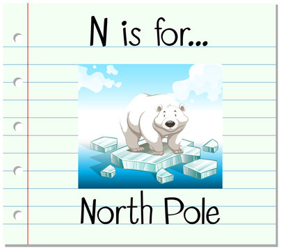 Flashcard letter N is for North Pole