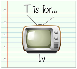 Flashcard letter T is for TV