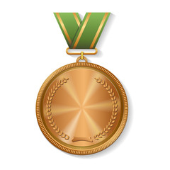 Blank champion bronze medal with ribbon