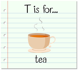 Flashcard letter T is for tea