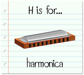 Flashcard letter H is for harmonica