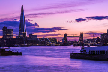 Monder London cityscape during sunset