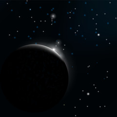 Obraz premium Night sky with stars and planet. Vector