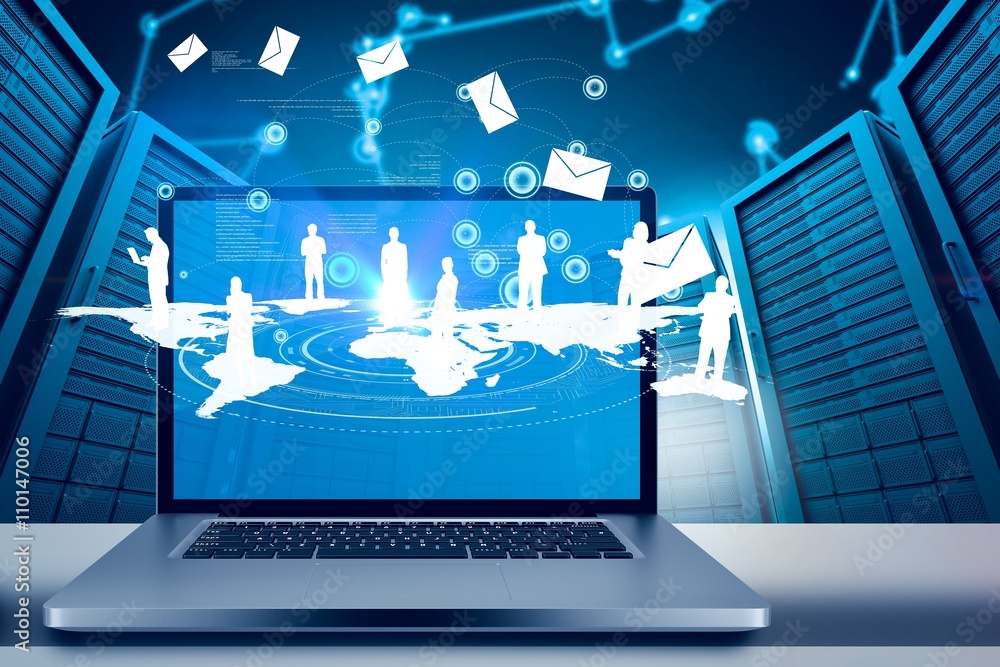 Poster composite image of a large screen of a computer