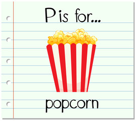 Flashcard letter P is for popcorn