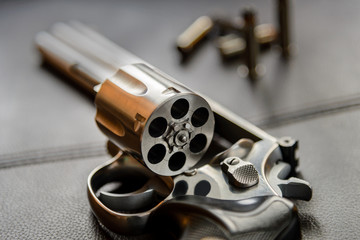 .357 Caliber Revolver Pistol, Revolver open ready to put bullets - obrazy, fototapety, plakaty