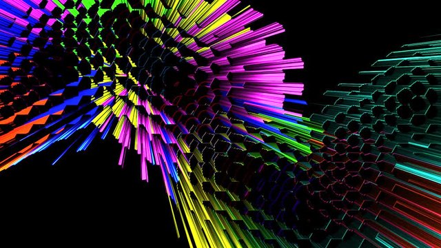 Abstracto de Explosion de Rayos de Colores. Con Canal Alfa