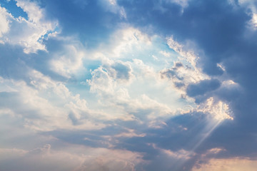 Beam of light and the clouds