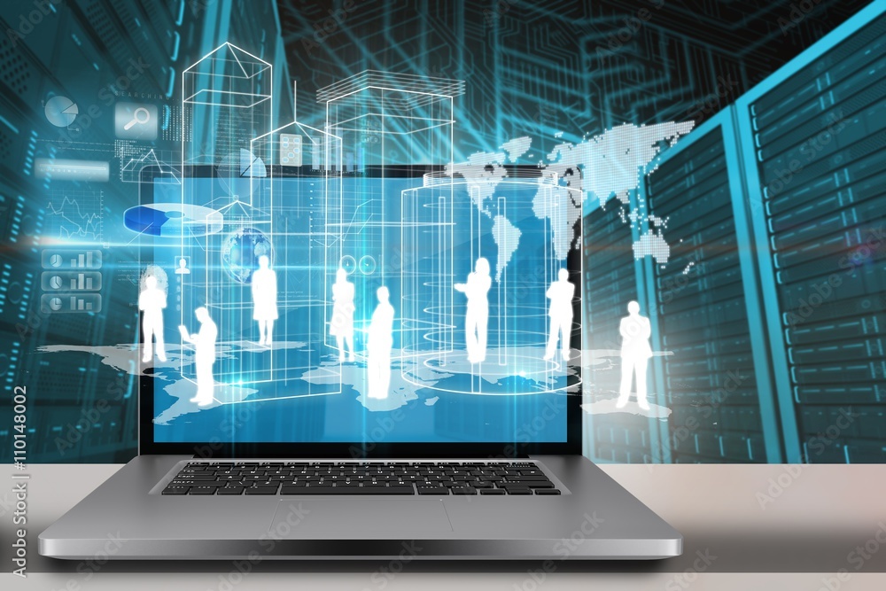 Poster composite image of a large screen of a computer