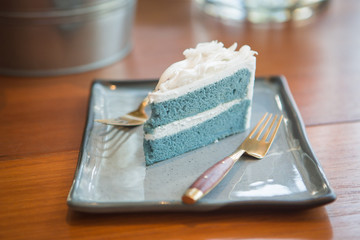 coconut cake on ceramics green plate