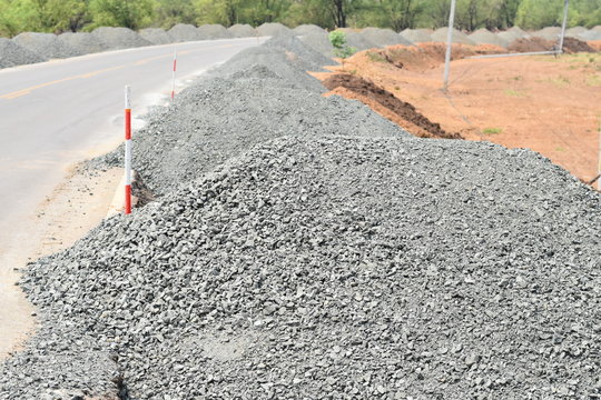 Road Construction Gravel piles; Construction industry; Building materials