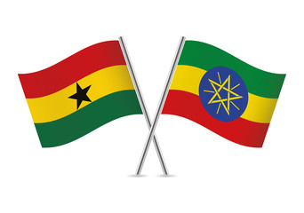 Ghanaian and Ethiopian flags. Vector illustration.