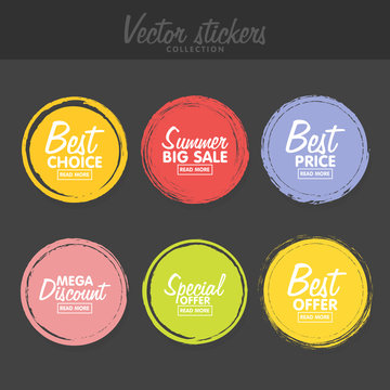 Vector set of vintage colorful  labels for greetings and promotion.
