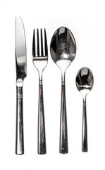Cutlery metal set with Fork, Knife and Spoon - kitchen utensils.