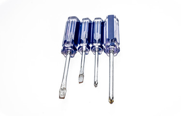 Set of screwdrivers isolated in studio.