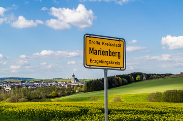 Ortstafel Marienberg in Sachsen