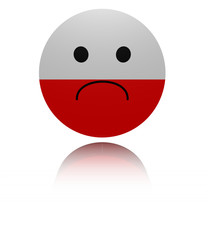 Poland sad icon with reflection illustration
