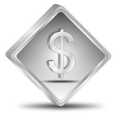 Button with Dollar sign - 3D illustration