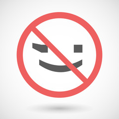 Forbidden vector signal with   a wink text face emoticon