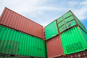 Fototapeta premium Containers in the port on the daytime