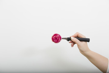 Carving knives with rose from radish