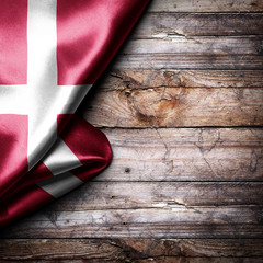 Flag of Denmark on wooden boards