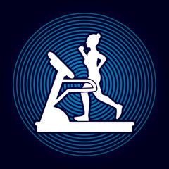 Woman running on a treadmill designed on line cycle background graphic vector