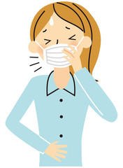 OL青スーツ　マスク