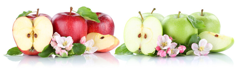 Apfel Frucht Äpfel Früchte Obst rot grün Hälfte geschnitten