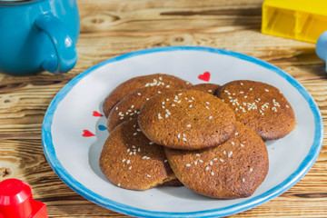Children's buckwheat-oatmeal cookies with sesame seeds
