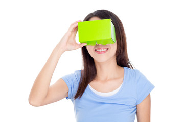 Woman wearing vr device