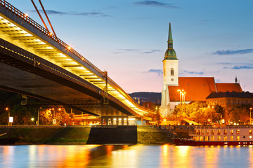 Fototapeta na wymiar View of st. Martin's cathedral over river Danube, Slovakia.