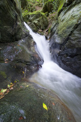 Fototapeta na wymiar waterfall and rocks in summer