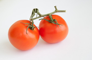 Cherry tomatoes on white background