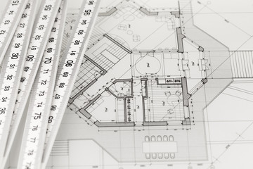 architecture blueprints - house plans & folding ruler