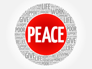 PEACE word cloud collage, concept background